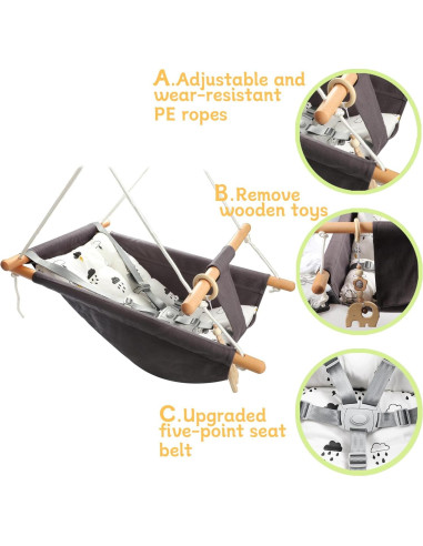 Columpio para Bebés Tislly Ajustable Interior/Exterior 68kg