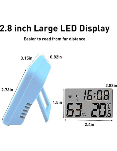Higrómetro Digital Wisebee CH-915 Interior Azul 2.9"