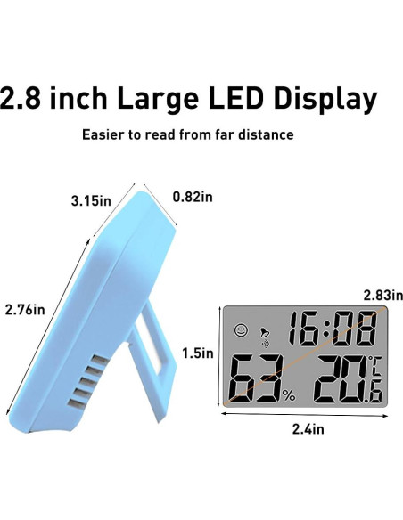 Higrómetro Digital Wisebee CH-915 Interior Azul 2.9"