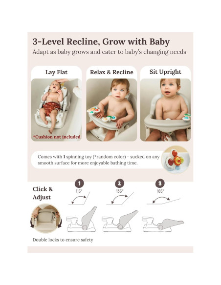 Asiento de Baño para Bebés Cuddobaby 3 en 1 Ajustable 360