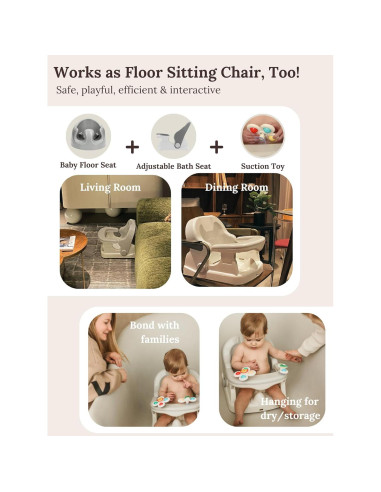 Asiento de Baño para Bebés Cuddobaby 3 en 1 Ajustable 360