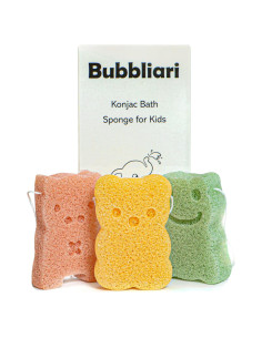 Esponja de Baño Konjac para Bebés 3 Piezas - Rana, Cerdo, Oso