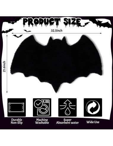 Alfombra de Murciélago Xuhal 27.94x33.02 cm Antideslizante