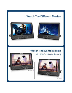 Reproductor DVD Doble WONNIE 10.5" para Auto, Batería 5h 2