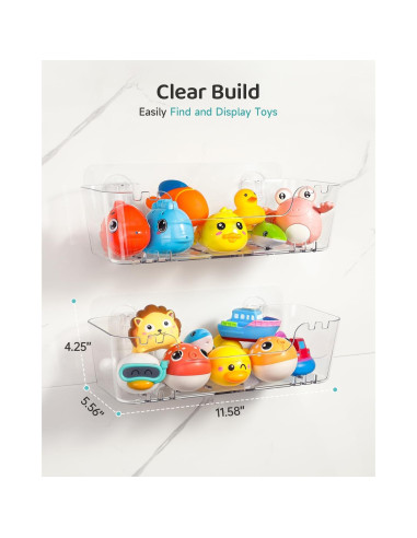 Organizador de Juguetes de Baño Ginnerella 2 Paquetes Transparente