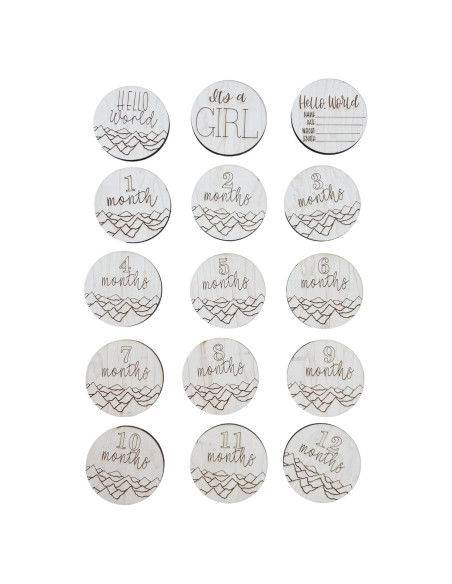 Conjunto de Discos de Hito Mensuales de Madera - Océano