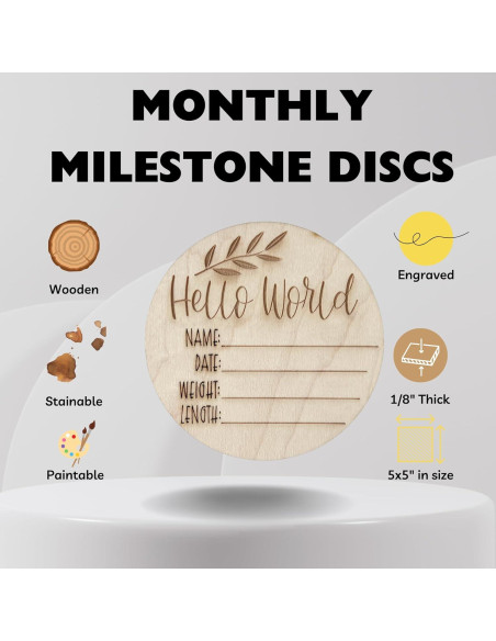 Conjunto de Discos de Hito Mensuales de Madera - Océano