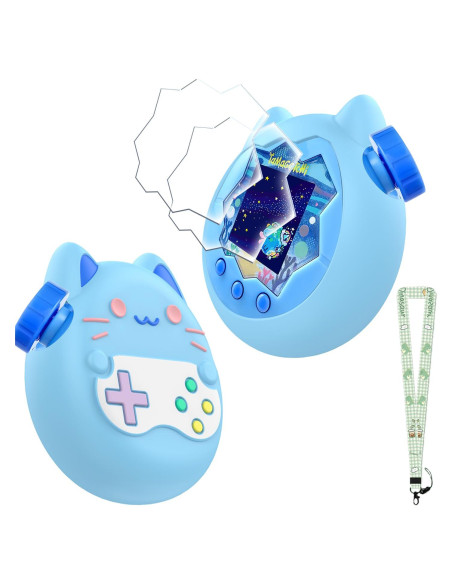 Funda Protectora KONXISA para Tamagotchi Paradise - Silicona Azul