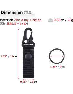 Cadena de Llavero Táctica Azarxis con Clip y Gancho 4 Pzas 2
