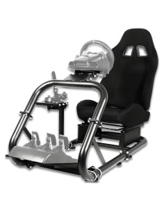Cockpit de Simulador de Carreras Anman G27 Ajustable con Silla Negra