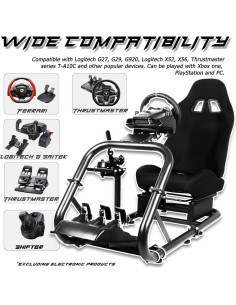 Cockpit de Simulador de Carreras Anman G27 Ajustable con Silla Negra 2