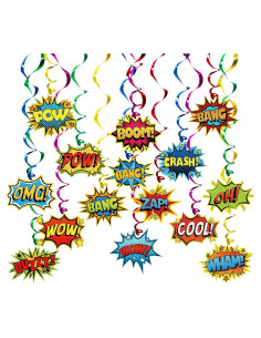 Decoraciones de Fiesta de Superhéroe Gifts&Party - 30 Espirales Colgantes