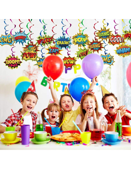 Decoraciones de Fiesta de Superhéroe Gifts&Party - 30 Espirales Colgantes