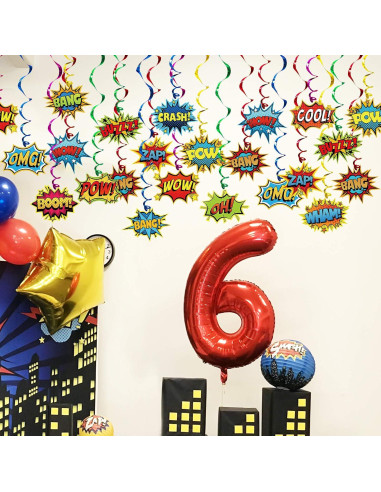 Decoraciones de Fiesta de Superhéroe Gifts&Party - 30 Espirales Colgantes