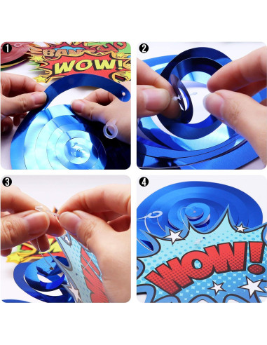 Decoraciones de Fiesta de Superhéroe Gifts&Party - 30 Espirales Colgantes