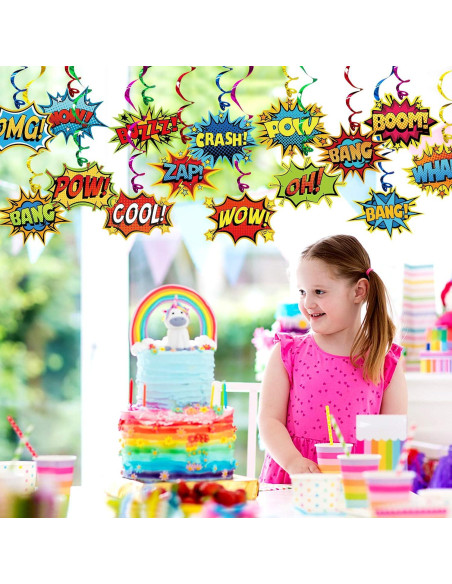 Decoraciones de Fiesta de Superhéroe Gifts&Party - 30 Espirales Colgantes