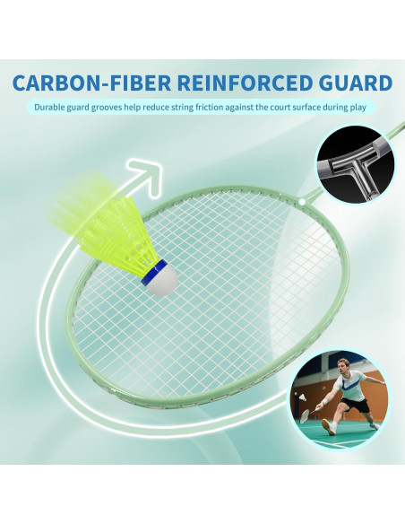 Conjunto de 4 Raquetas de Bádminton Senston YP-1100 - Fibra de Carbono, 90g Conjunto de 4 Raquetas de Bádminton Senston YP-1100 - Fibra de Carbono, 90g