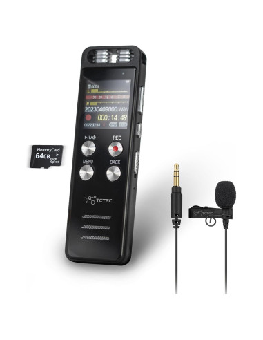 Grabadora de Voz Digital TCTEC 96GB con Reducción de Ruido