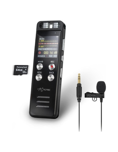 Grabadora de Voz Digital TCTEC 96GB con Reducción de Ruido