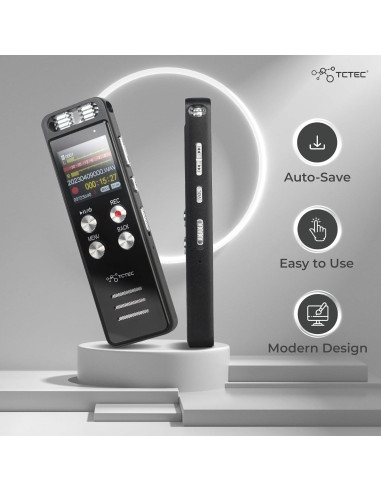 Grabadora de Voz Digital TCTEC 96GB con Reducción de Ruido