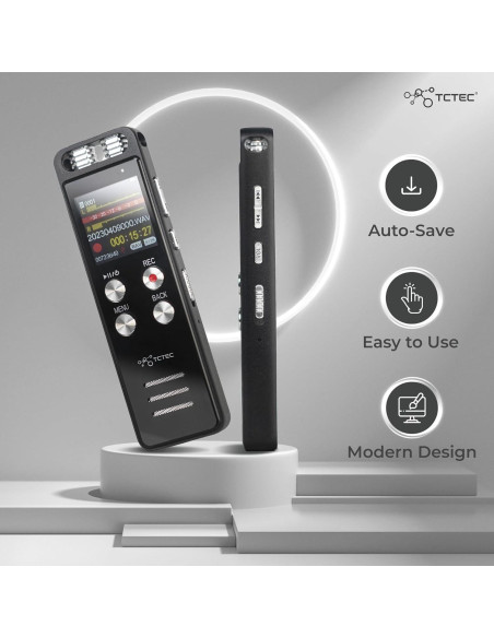 Grabadora de Voz Digital TCTEC 96GB con Reducción de Ruido