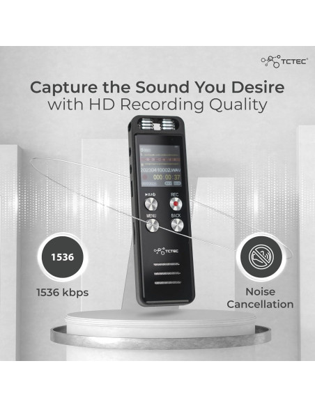 Grabadora de Voz Digital TCTEC 96GB con Reducción de Ruido