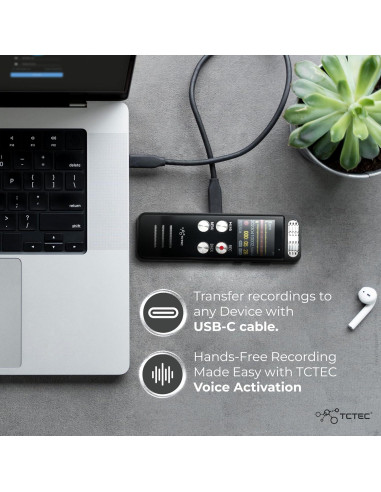 Grabadora de Voz Digital TCTEC 96GB con Reducción de Ruido