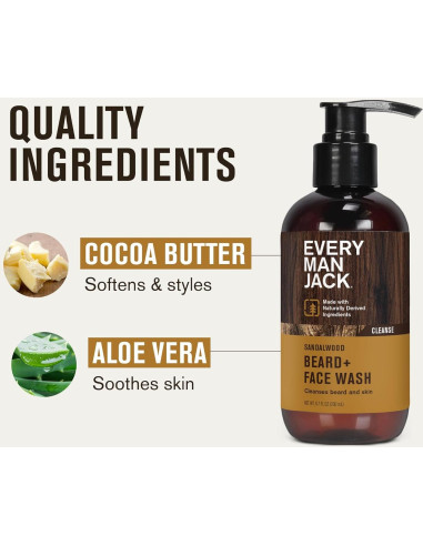 Every Man Jack Lavado de Barba Madera de Sándalo 2 Pack