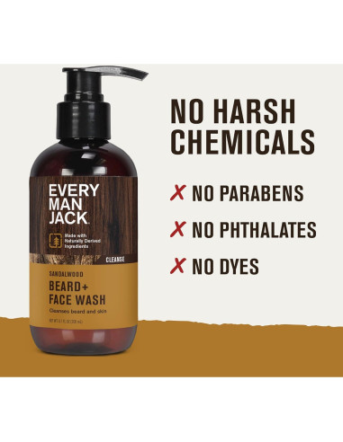 Every Man Jack Lavado de Barba Madera de Sándalo 2 Pack