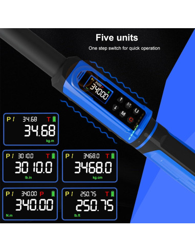 Llave de Torque Digital PUIBERS 1/2" 5-340Nm Alta Precisión