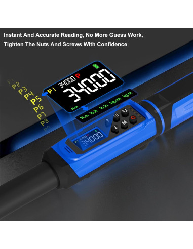 Llave de Torque Digital PUIBERS 1/2" 5-340Nm Alta Precisión
