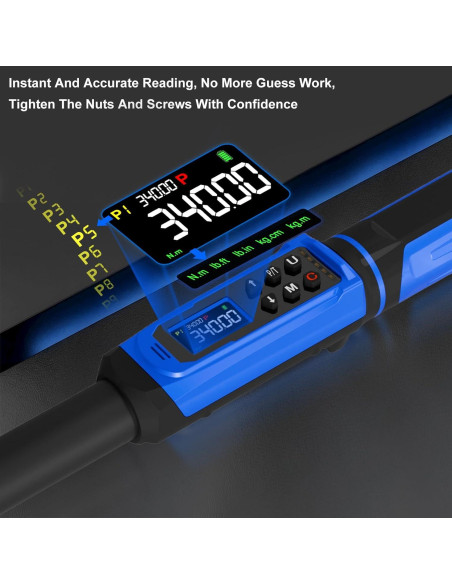 Llave de Torque Digital PUIBERS 1/2" 5-340Nm Alta Precisión