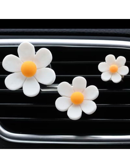 6 Clips Decorativos de Flor Margarita Verde para Auto