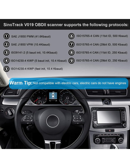 Escáner OBD2 Bluetooth SinoTrack V019 Diagnóstico Automotriz
