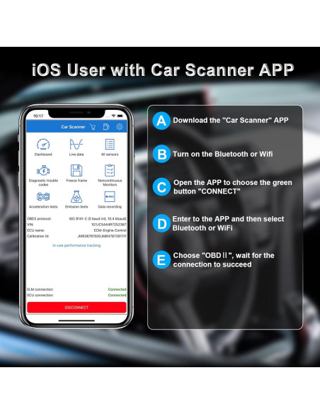 Escáner OBD2 Bluetooth SinoTrack V019 Diagnóstico Automotriz