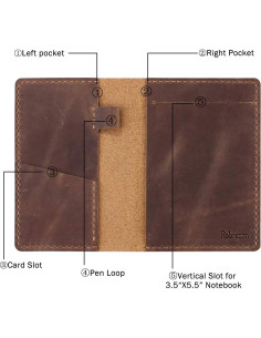 Cubierta de Diario de Cuero Robrasim Mini 8.9x14 cm Marrón 2