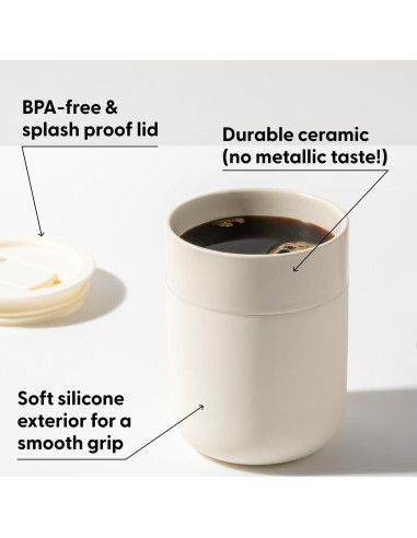 Taza Cerámica W&P Porter 12 Onzas Terrazzo Crema Reutilizable