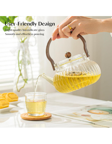 Tetera de Vidrio INSETLAN 1000ml con Infusor y Tapa