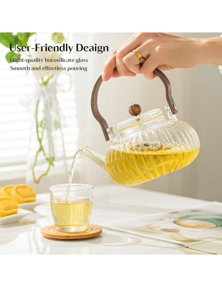 Tetera de Vidrio INSETLAN 1000ml con Infusor y Tapa