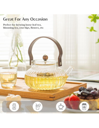 Tetera de Vidrio INSETLAN 1000ml con Infusor y Tapa