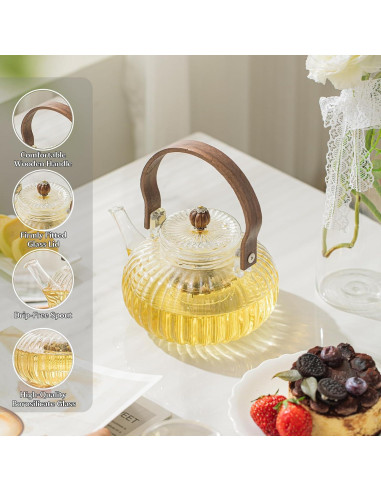 Tetera de Vidrio INSETLAN 1000ml con Infusor y Tapa