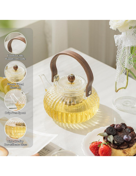 Tetera de Vidrio INSETLAN 1000ml con Infusor y Tapa