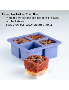 Bandeja de Congelador de Silicona W&P Cup Cubes 4 Tazas Azul 2