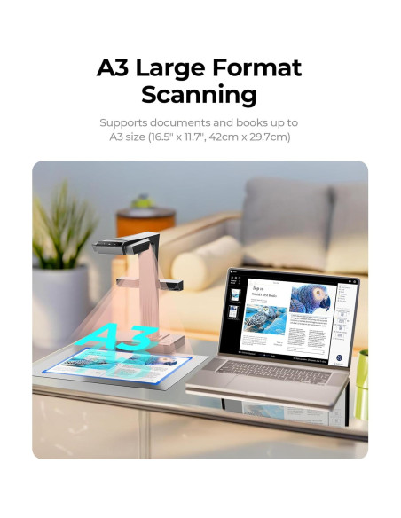 Escáner de libros CZUR ET MAX 38MP A3 USB HDMI OCR