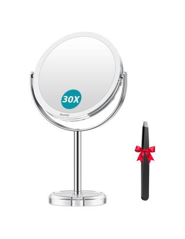 Espejo de Aumento 1X/30X Auxmir Redondo 30 cm para Maquillaje