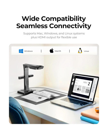 Escáner de libros CZUR ET MAX 38MP A3 USB HDMI OCR