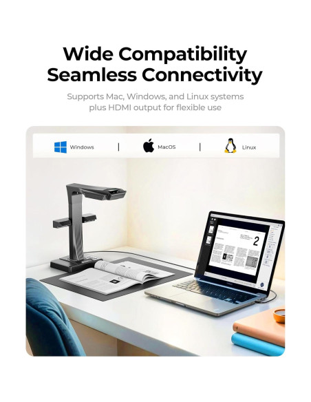 Escáner de libros CZUR ET MAX 38MP A3 USB HDMI OCR