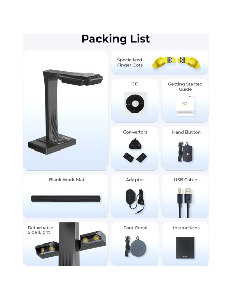 Escáner de libros CZUR ET MAX 38MP A3 USB HDMI OCR