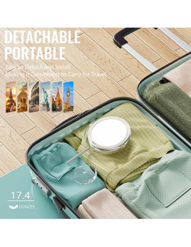 Espejo de Aumento 1X/30X Auxmir Redondo 30 cm para Maquillaje