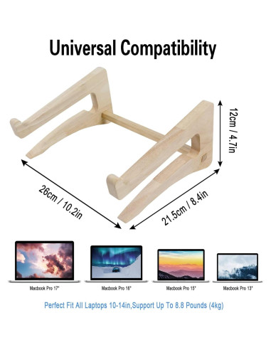 Soporte para Laptop UI U & I de Madera, Compatible 10-15.6"